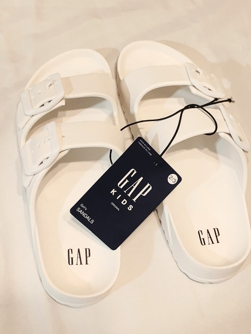 GAP White Double-Buckle Slide Sandals for Kids
